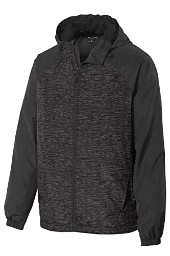 Sport-Tek Heather Colorblock Raglan Hooded Wind Jacket-Jst40-Xl #TOP22