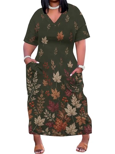 Image of PinkPatty Women's Oversize V Neck Short Sleeve Maxi Dress with Pockets