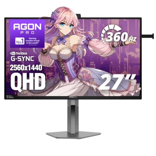 AOC Agon PRO AG276QSG2 27” Gaming Monitor, 2560x1440 QHD, 360Hz, 1ms, NVIDIA G-SYNC Pulsar, R5 HDR, IPS Panel, Ambient Adaptive Sensor, HDMI 2.1, DisplayPort, Built-in Speakers & Headphone Holder