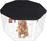 HiCaptain Dog Playpen Top Cover for Indoor Outdoor Use - Escape-Proof and Sunshade Shield Protector Fits for 24 inches Wide 8 Panel Dog Crate Pen (Black)