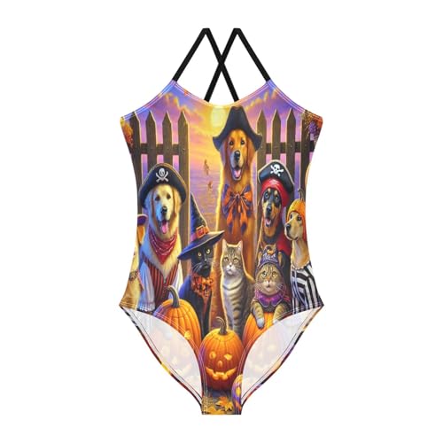 Cute Dogs Halloween Girls Bathing Suit Swimsuit Summer Beach Swimwear One Piece Swimsuits