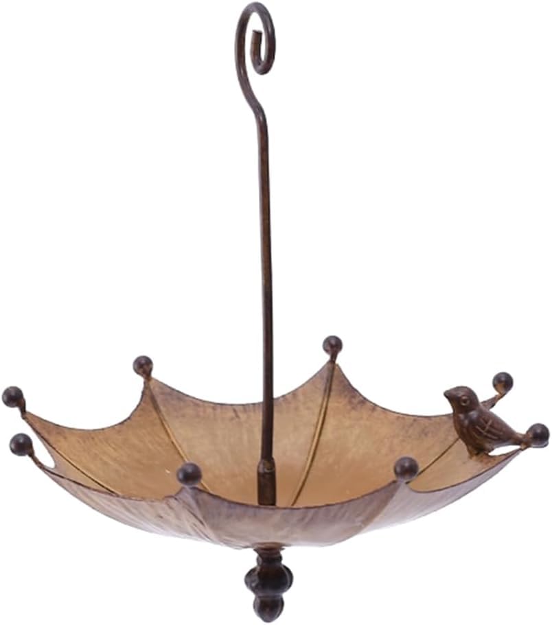 Umbrella-Shaped Hanging Bird Bath – Metal Outdoor Garden Birdbath with Drinking Pond for Wild Birds LUMEIRA