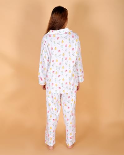 Image of The Mom Store Pajama Set for Women | Soft Cotton Breathable Nightwear for Comfortable Sleep | Stylish Elegant Sleep Suit & Lounge Wear for Womens | Everyday Nightsuit | Shirt Pyjama Set for Women