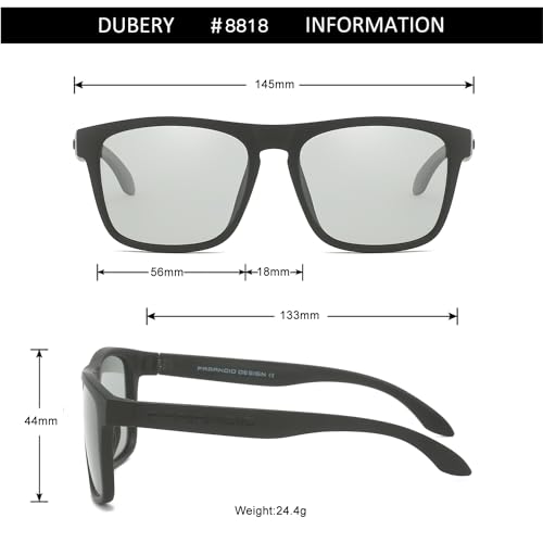 DUBERY Polarized Sunglasses for Men Women UV400 Protection Square Driving Sun Glasses Trendy Shades P88183