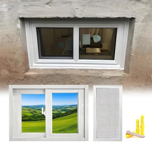 Basement Replacement Window Shed Sliding Windows with ScreenWindows 22" 24" 26" 28" 30" 32" 34" 36" 38" 40" House Bathroom Kitchen Aluminum Slider Window(White,26x16")