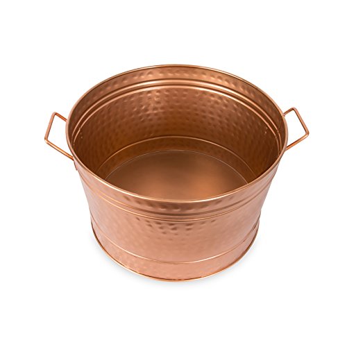 Achla Designs C-50C Coppertub Round Hammered Copper Plated Galvanized Tub #TOP2