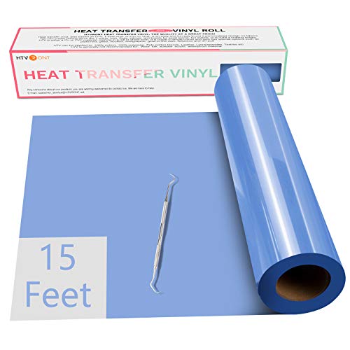 HTVRONT HTV Vinyl Rolls Heat Transfer Vinyl - 12" x 15ft Sky Blue HTV Vinyl for Shirts, Iron on Vinyl for Cricut & Cameo - Easy to Cut & Weed for DIY Heat Vinyl Design (Sky Blue)