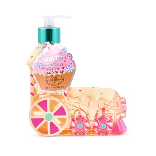 Image of Simple Pleasures Gingerbread Train - Frosted Vanilla Scented Decorative Refillable Soap Dispenser for Kitchen Countertops and Bathroom Sinks