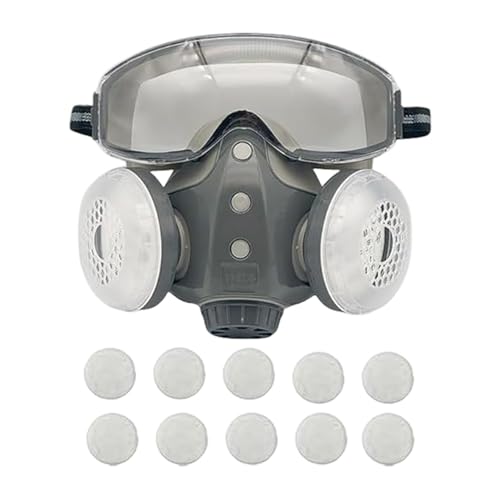Respirator Masque - Protective Filter, 23x18x10cm Safety Masque for Woodworking Tasks, Full Face Shield with Goggles, Construction Gear, Integrated Respirator for Welding Jobs and Grinding Work