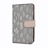 anve アイフォン16Plus 対応 手帳 スマホ ケース カードスロット＆鏡 付き ボタニカル 北欧 シンプル スタンド付き ストラップホール 全面保護 (E.ダークグレー) best_vc-138