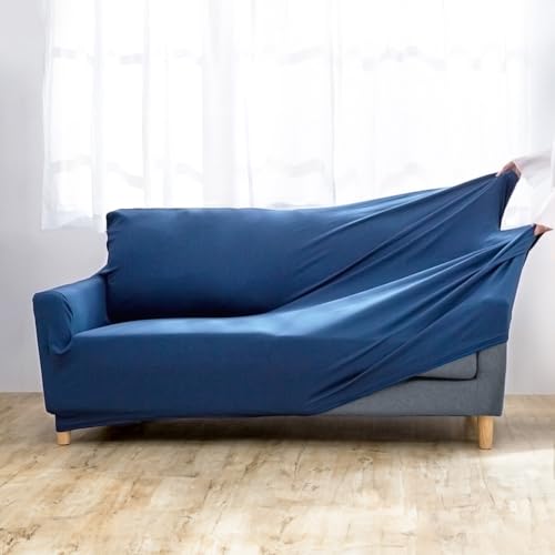 アイリスプラザ ソファカバー 3人掛け かけるだけの簡単ソファカバー 伸縮素材伸 自宅で丸洗いOK 抗菌防臭 程よい凹凸のワッフル調 サラッと軽い触り心地 通気性バッチリ オールシーズン使用OKブルー(BU) NSFC-30