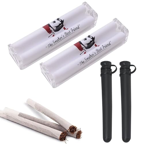 Rodillo de cigarrillos, 2 unidades de 110 mm de plástico para liar tabaco con 2 soportes de cono tamaño King, máquina de liar cigarrillos manual con tubos de plástico para fumar para hacer cigarrillos