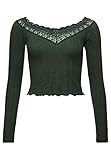 Superdry Womens LACE Pointelle LS TOP T-Shirt, Skate Green Marl, 8