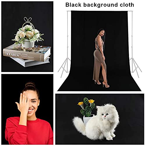 Image of 8FTX10FT Black Backdrop Background Rod Pocket for Photography Backdrop,Photoshoot Background,Video Production, Home Decoration,Weddings, Newborns, Product Photography, Screen Video, Curtain