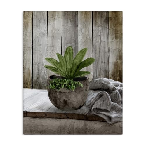 Stupell Industries Cozy Rustic Potted Plant, 30 x 40 Inch Canvas Wall Art