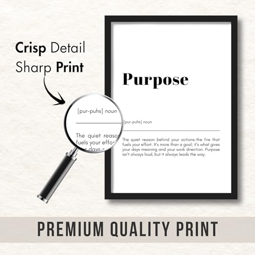 Image of ArtAction Purpose Wall Frame Poster | Motivational Office Word Art for Study Table & Workspace | A4 Size | Framed Typography Poster | Minimalistic Decor & Gift for Students, Professionals