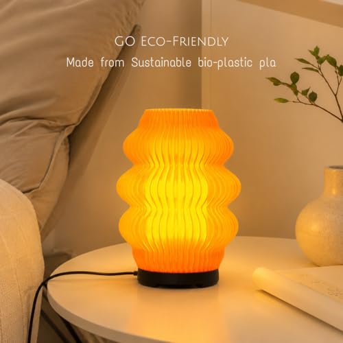 Image of Haydn Clear Orange LED Ambient Table Lamp for Bedroom & Living Room - Warm Glow Bedside Night Lamp, Decorative Study Desk Lamp, Modern Home Decor Lighting (LED Bulb Included)