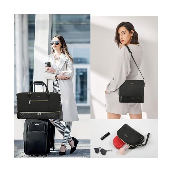 Weekender Bag For Women Travel Duffel Bag Carry On Overnight Bag With Shoe Compartment Large Nylon Travel Weekend Tote Bag