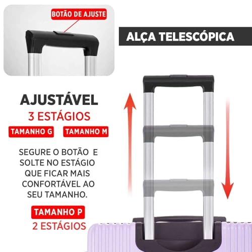 Mala de Viagem Dublin Rígida 360° Santino Preto M - AMZV204M (Lilás)