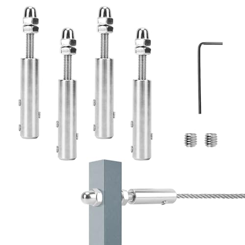 STFALI 4 tensor de cuerda y alambre, tensor de acero inoxidable, para cable de 4 mm, abrazadera y terminal de tensión