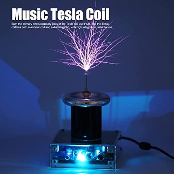 Fockety Bobina di Tesla musicale Bluetooth, altoparlante al plasma con arco di fulmini artificiali, esperimento di trasmissione senza fili di energia elettrica giocattolo da tavolo