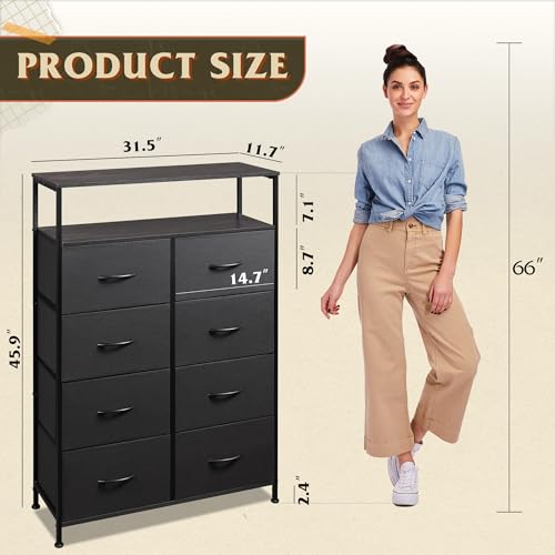 image for WLIVE Fabric Dresser for Bedroom with Open Shelves, Tall White Dresser