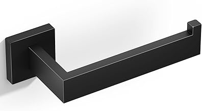 HITSLAM Matte Black Toilet Roll Holder Wall Mounted SUS 304 Stainless Steel Toilet Paper Holder for Bathroom Rustproof Waterproof Rotateproof Toilet Tissue Holder Square