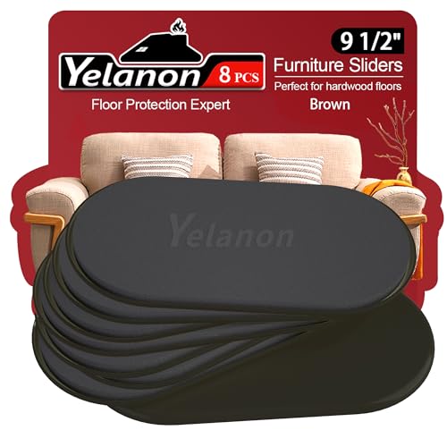 Yelanon Furniture Sliders – 8 Pcs 9.5" Floor Protectors for Furniture – Long-Lasting Furniture Movers Sliders – Easy Furniture Moving (Black)