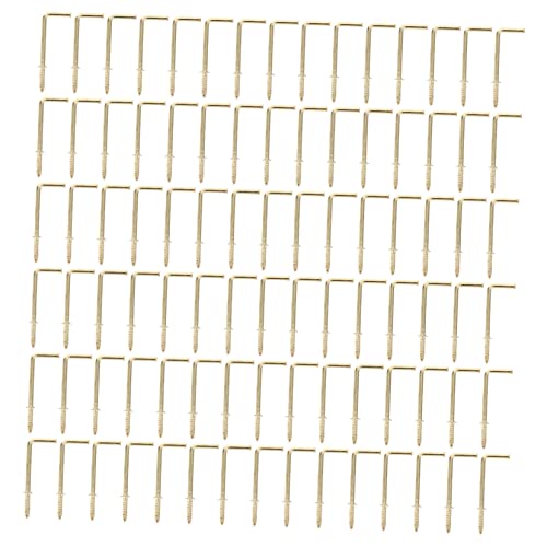 Unomor 100pcs Seven-Character Hook Gold Right Angle Screw Hook Picture Frame Hooks Ceiling Hook Self Tapping Screws Self-Tapping Screw Hooks Screw Hooks Heavy Duty Hanger Hooks Steel