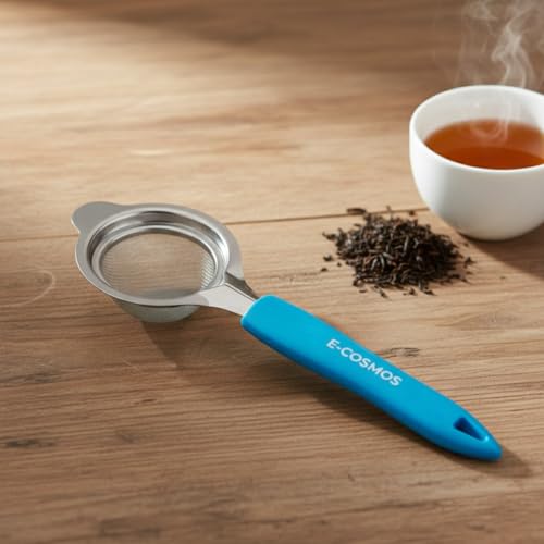 Image of E-COSMOS Double Mesh Stainless Steel Tea and Coffee Strainer with Ultra-Fine SS Filter Mesh | Heavy Duty Chai Chhalni for Kitchen | Versatile Juice and Oil Filter | Standard Size for Home Use