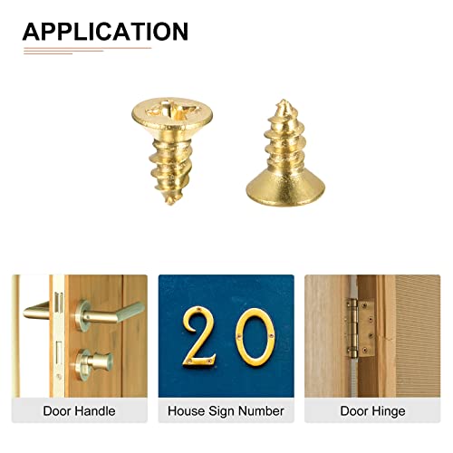 DTGN M3x8mm(DxL) Brass Phillips Wood Screws, 25Pack, Good for Wood Crafts Furniture, Countersunk Head Self-Tapping Screw - Image 4