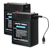 Upgraded Rechargeable 6V 6Ah LiFePO4 Battery with USB Charge Design, 6 Volt Lithium Battery 2000+ Cycles with BMS (F1 Terminals) for Ride On Toys, Deer Feeder 2 Pack