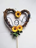 Love Sunflower Rustic Theme Cake Topper for Wedding Reception, Bridal Shower