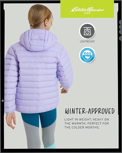 Image of Eddie Bauer Girls' Jacket - CirrusLite Weather Resistant Down Coat for Girls - Insulated Quilted Bubble Puffer (3-20), Size 10-12, Lavender