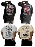 RoseSeek Men's 4 Pack Floral Graphic Tees Short Sleeve Casual Vintage T Shirt Summer Tops Streetwear Multicolor M