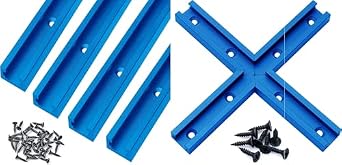 Aluminum 36 Inch T-Track 4PK +T-Track Intersection Kit 1PK with Wood ScrewsDouble Cut Profile Universal with Predrilled Mounting Holes -Woodworking and ClampsBlue