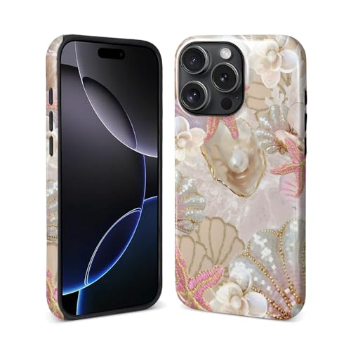 DAIZAG Case for iPhone 13/iPhone 14 [Compatible with Magsafe] for Girl Women Scratch Resistant Shockproof Coquette Case, Aesthetic Ocean Starfish Scallops