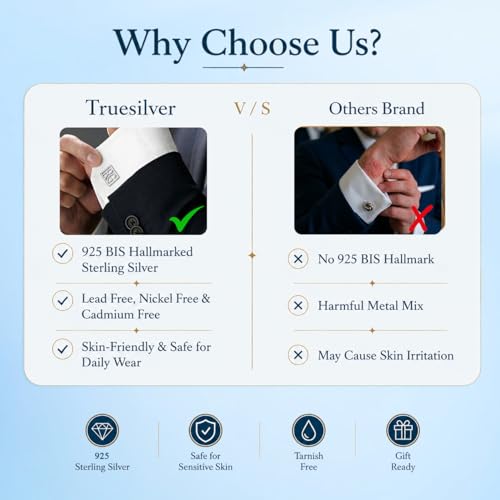 Image of TRUESILVER ACPL 925 Sterling Silver BIS Hallmarked Italian Design Love Knot Cufflinks - Gift for Men Gift for Fathers Day