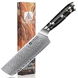 SANRENHUAL 7 Inch Nakiri Knife, Japanese High Carbon Stainless Steel Chef Knife