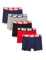 PUMA Herren Puma Basic Men’s (5 pakk) Boxer Slip, Mehrfarbig (Blue/ Red/ Black), XL EU