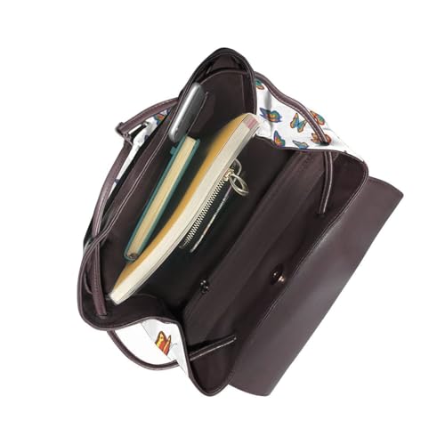 LGBT Gay Pride Butterflies Rainbow Microfiber PU Leather Backpack Lightweight Daypack Bag for Travel Business Commute Gym4