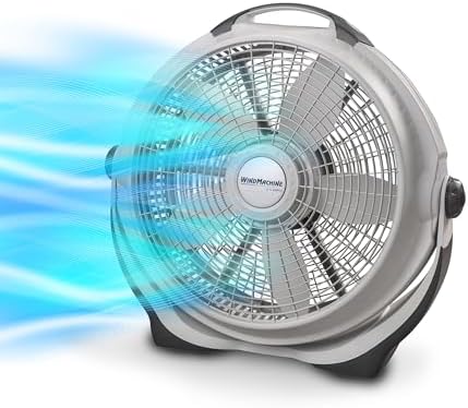 Lasko Wind Machine Air Circulator Floor Fan, 3 Speeds, Pivoting Head for Large Spaces, 20", 3300, White
