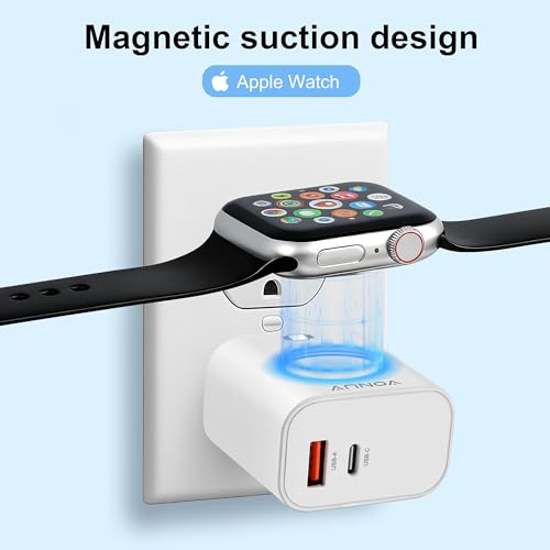 VONUV 3-in-1 20W Charger w/ USB-C / USB-A Port & Wireless Adapter for Apple Watch - image 3