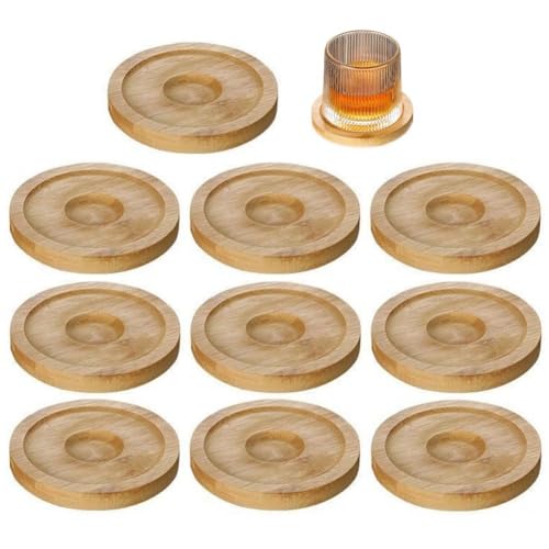 Dessous de verre en bois lot de 10 base verre rotative