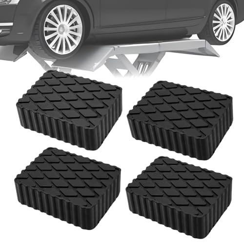 ATZTNUO 4 Pack Solid Rubber Auto Lift Pads 3000lb Heavy-Duty Jack Stand Pads Anti-Slip Rubber Lift Blocks for 2 & 4 Post Car Lift RV & Garage Lifting Floor Jack 6-1/3 x 4-3/4 x 2