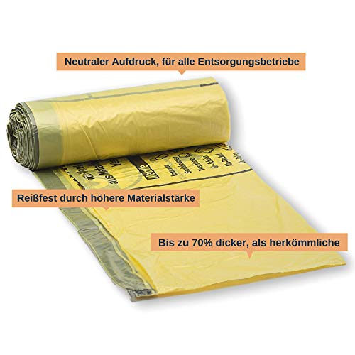 Gelber Sack BKB – Extra starke Wertstoffsäcke mit Zugband, 90 Liter