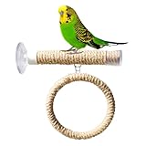 Percha con Ventosas para Aves, Barra de Yute para Loros con Ventosas, Juguete de Escalada para Loros Pequeños y Medianos, para Hogar y Coche