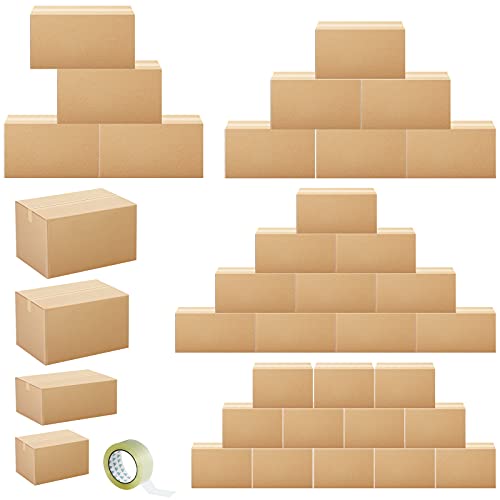 Image of Outus 32 Pack Corrugated Cardboard Boxes, Small, Kraft Color