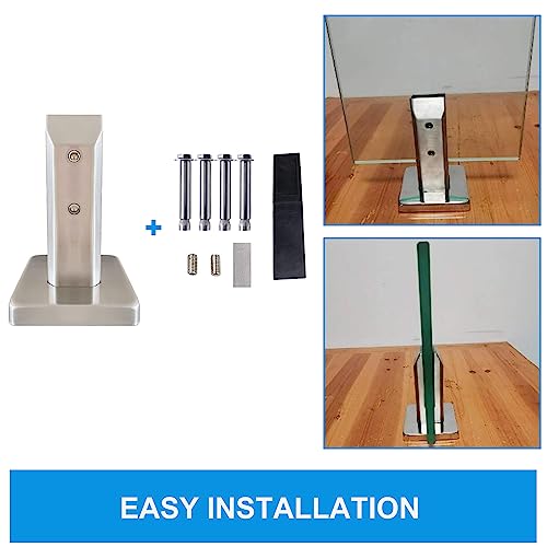 AWEN 2 Piece 304 Stainless Steel Square Glass Spigots Pool Fence Spigot Clamp Home Garden Stairs Balustrade Railing Balcony Glass Floor Clamp by AWEN - Used condition - Image 5