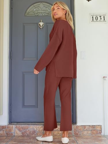 Image of LILLUSORY Women's 2 Piece Lounge Sets Oversized Slouchy Matching Cozy Knit Sets